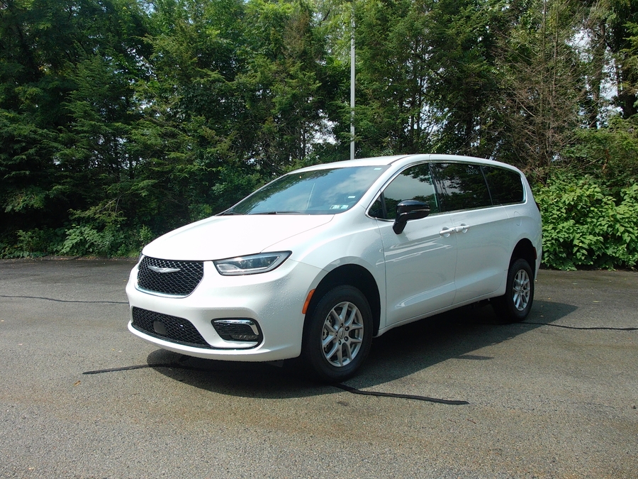 White Chrysler Pacifica with FR Conversions Rear Entry Manual Fold Out conversion