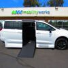 White Chrysler Pacifica with Vantage Mobility Side Entry Automatic In Floor conversion