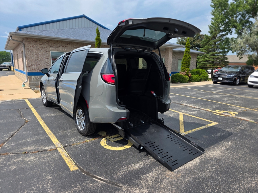 Grey Chrysler Pacifica with FR Conversions Rear Entry Manual Fold Out conversion