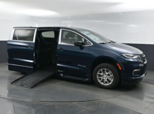 Blue Chrysler Pacifica with BraunAbility Side Entry Automatic Fold Out conversion