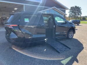 Black Toyota Sienna with BraunAbility Side Entry Automatic Fold Out conversion
