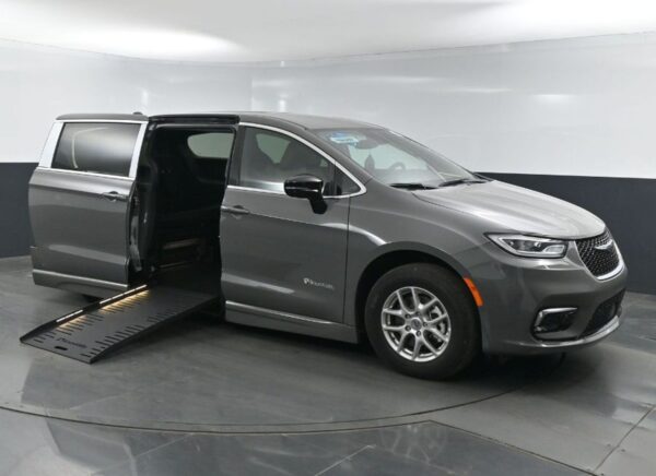 Grey Chrysler Pacifica with BraunAbility Side Entry Automatic Fold Out conversion