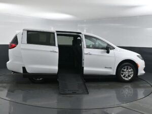 White Chrysler Voyager with BraunAbility Side Entry Manual Fold Out conversion