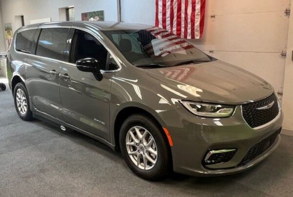 Grey Chrysler Pacifica with Driverge Side Entry Automatic Fold Out conversion