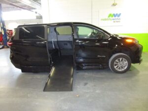 Black Toyota Sienna with BraunAbility Side Entry Automatic Fold Out conversion