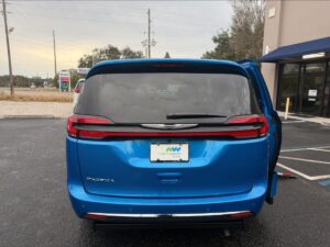 Blue Chrysler Pacifica with Driverge Side Entry Automatic Fold Out conversion