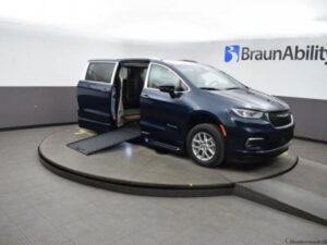 Blue Chrysler Pacifica with BraunAbility Side Entry Automatic In Floor conversion