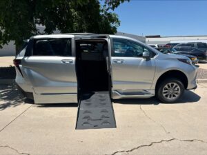 Silver Toyota Sienna with BraunAbility Side Entry Automatic Fold Out conversion