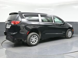 Black Chrysler Voyager with BraunAbility Rear Entry Manual Fold Out conversion