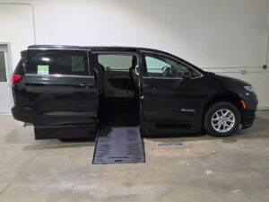 Black Chrysler Pacifica with BraunAbility Side Entry Automatic Fold Out conversion