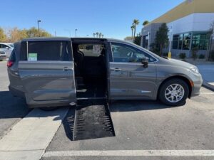 Grey Chrysler Pacifica with Driverge Side Entry Automatic Fold Out conversion