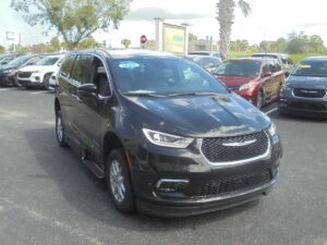 Black Chrysler Pacifica with BraunAbility Side Entry Automatic In Floor conversion