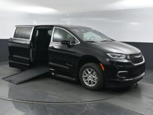 Black Chrysler Pacifica with BraunAbility Side Entry Automatic In Floor conversion