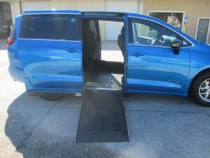 Blue Chrysler Pacifica with Driverge Side Entry Automatic Fold Out conversion