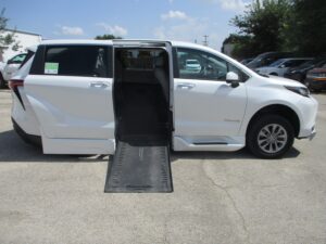 White Toyota Sienna with BraunAbility Side Entry Automatic In Floor conversion