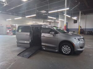 Silver Chrysler Pacifica with BraunAbility Side Entry Automatic Fold Out conversion
