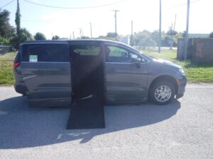 Grey Chrysler Pacifica with BraunAbility Side Entry Automatic Fold Out conversion