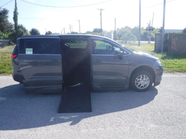 Grey Chrysler Pacifica with BraunAbility Side Entry Automatic Fold Out conversion