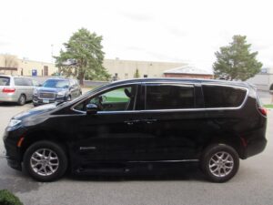 Black Chrysler Pacifica with BraunAbility Side Entry Automatic In Floor conversion