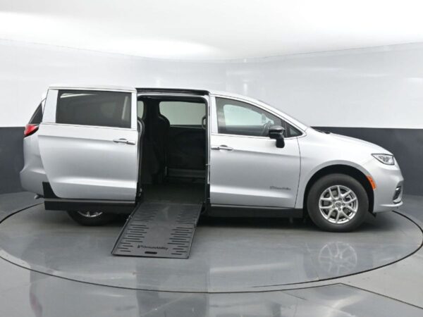 Silver Chrysler Pacifica with BraunAbility Side Entry Manual Fold Out conversion