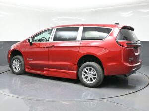 Red Chrysler Pacifica with BraunAbility Side Entry Automatic Fold Out conversion