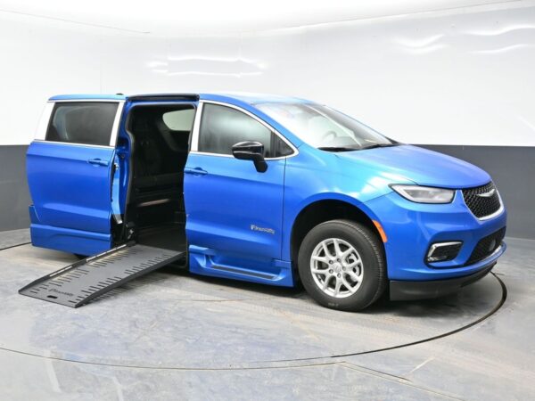 Blue Chrysler Pacifica with BraunAbility Side Entry Automatic Fold Out conversion