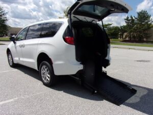 White - Bright White Clear Coat Chrysler Pacifica with FR Conversions Rear Entry Manual Fold Out conversion