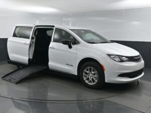 White Chrysler Voyager with BraunAbility Side Entry Manual Fold Out conversion