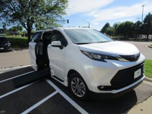 White Toyota Sienna with Vantage Mobility Side Entry Automatic In Floor conversion