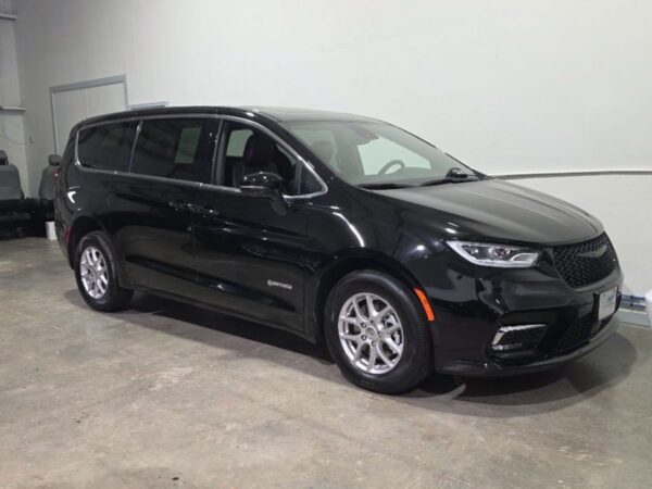 Black Chrysler Pacifica with Driverge Rear Entry Manual Fold Out conversion