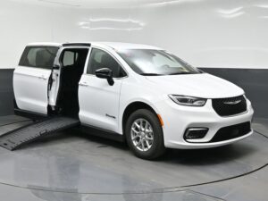 White Chrysler Pacifica with BraunAbility Side Entry Manual Fold Out conversion