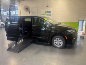 Black Chrysler Pacifica with BraunAbility Side Entry Automatic Fold Out conversion