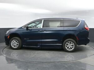 Blue Chrysler Pacifica with BraunAbility Side Entry Automatic Fold Out conversion