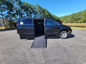 Black Chrysler Pacifica with BraunAbility Side Entry Automatic In Floor conversion