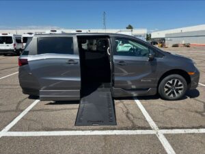 Grey Honda Odyssey with BraunAbility Side Entry Automatic In Floor conversion