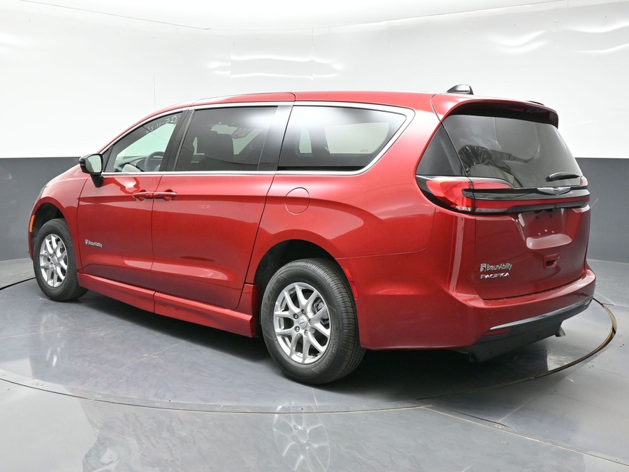 Red Chrysler Pacifica with BraunAbility Side Entry Automatic Fold Out conversion
