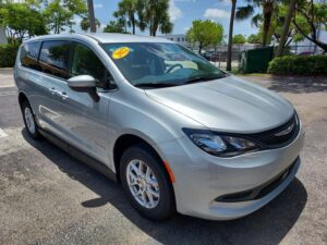 Silver Chrysler Voyager with BraunAbility Side Entry Manual Fold Out conversion
