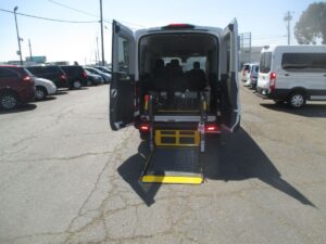 White Ford Transit with Driverge Rear Entry Automatic Fold Out conversion