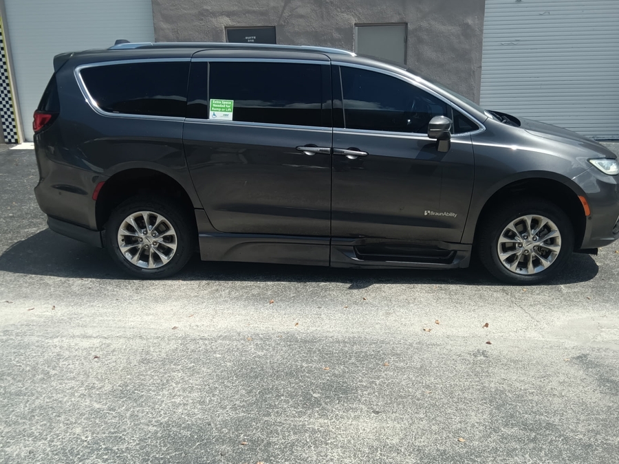 Grey Chrysler Pacifica with BraunAbility Side Entry Automatic Fold Out conversion