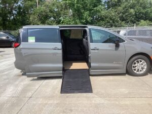 Grey Chrysler Pacifica with BraunAbility Side Entry Automatic Fold Out conversion