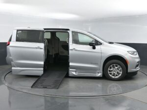 Silver Chrysler Pacifica with BraunAbility Side Entry Automatic Fold Out conversion