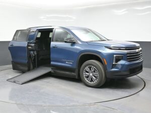 Blue Chevrolet Traverse with BraunAbility Side Entry Automatic In Floor conversion