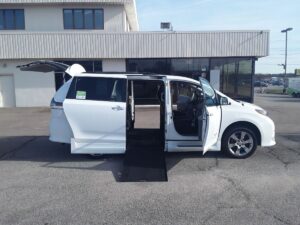 White Toyota Sienna with BraunAbility Side Entry Automatic In Floor conversion