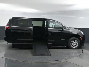 Black Chrysler Pacifica with BraunAbility Side Entry Automatic In Floor conversion