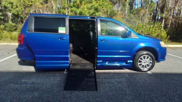 Blue Dodge Grand Caravan with BraunAbility Side Entry Automatic Fold Out conversion
