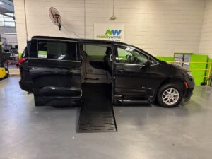 Black Chrysler Pacifica with BraunAbility Side Entry Automatic Fold Out conversion