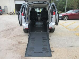 Silver Chrysler Pacifica with BraunAbility Rear Entry Manual Fold Out conversion