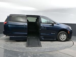 Blue Chrysler Pacifica with BraunAbility Side Entry Automatic In Floor conversion