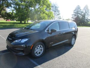 Black Chrysler Voyager with Driverge Rear Entry Manual Fold Out conversion