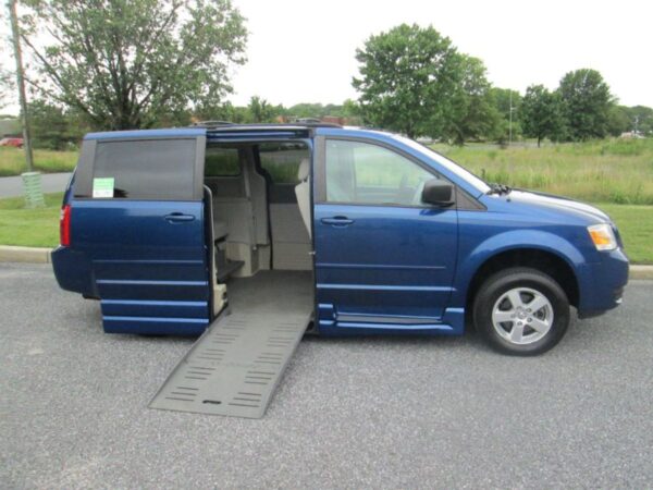 Blue Dodge Grand Caravan with BraunAbility Side Entry Automatic Fold Out conversion